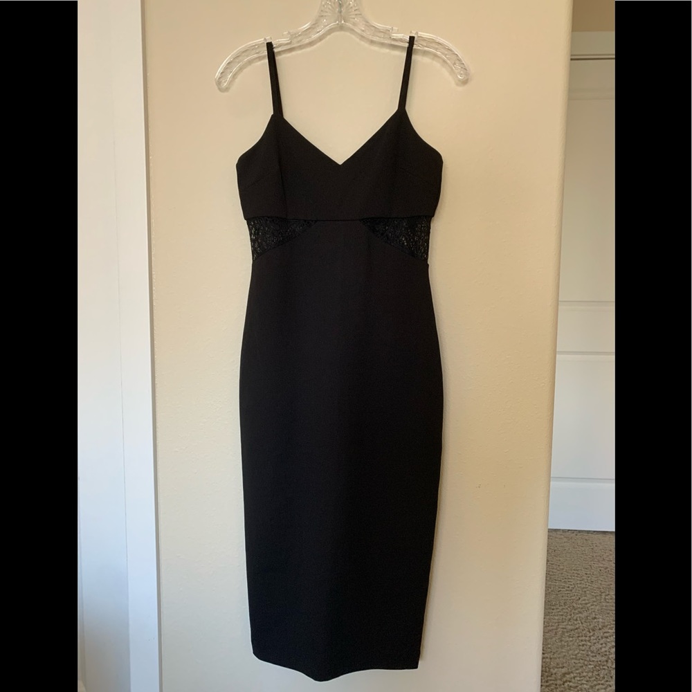 Michael Kors Lace Panel Crepe Slip Dress